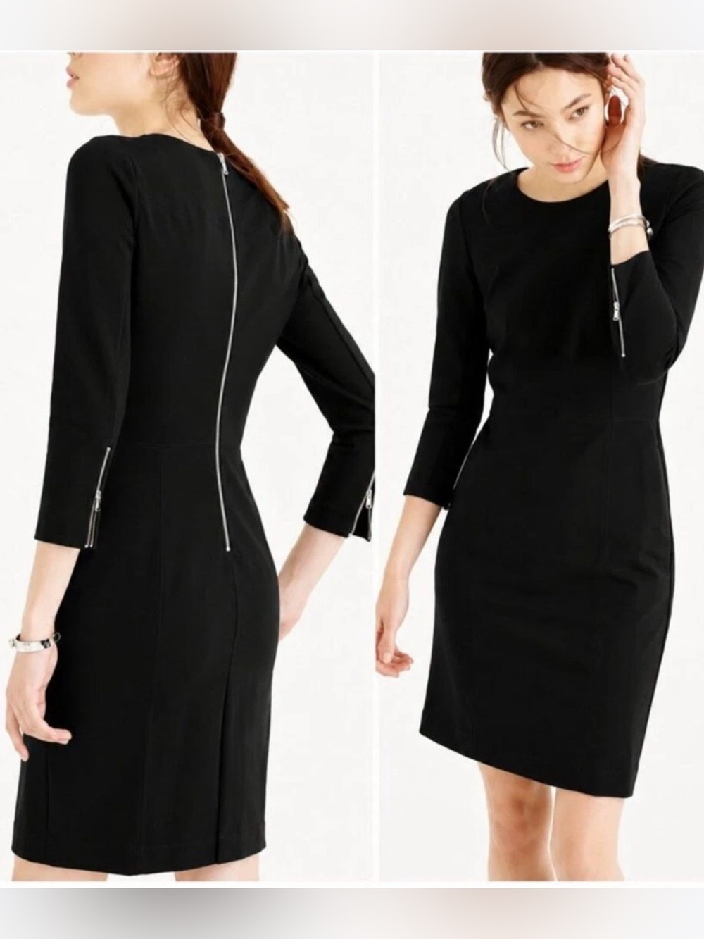 J.Crew Black Structured Ponte Midi Dress Casual Event Guest Minimalist Size 0